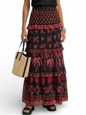 Farm Rio Tiered Maxi Skirt Women’s XL Tropical Magic Boho O